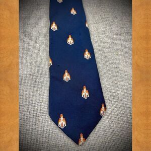 Vintage 60s 70s Kipper Blue Tie Warden Brooks Unique Neat Flame in Person Print